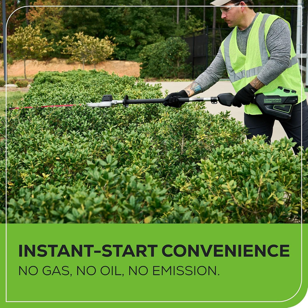 Greenworks 82V 24' Brushless Cordless Fixed Mid Pole Hedge Trimmer, 2.5Ah Battery and Dual Port Rapid Charger (Great for Landscapers and Professionals)