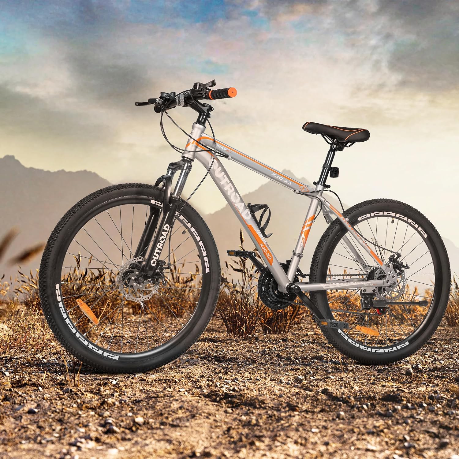 Outroad 26 Inch Mountain Bike, 7/21-Speed/High-Carbon Steel/Aviation Grade Frame, Dual Disc/V Brake, Adjustable Ergonomic Seat Bicycle for Men Women Adult, Quick Assembly in 20 Minutes