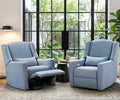 Power Glider Recliner Nursery Chair w/USB Ports, Soft Chenille Glider Rocking Chair for Nursery, Swivel Glider Chair with Lumbar Pillow for Living Room, 2PCS, Blue