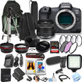 Canon EOS R5 45MP Full-Frame CMOS Sensor Mirrorless Camera with 24-50mm Lens + Sling Backpack + 128GB Extreme Speed Memory Card + Video Light + Microphone + More (Pro Video Bundle) (Renewed)