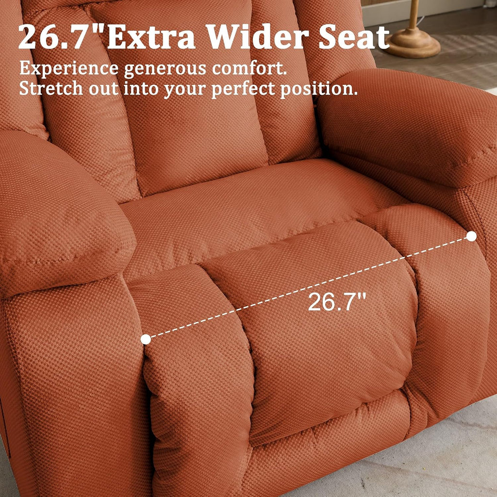 Korser Rocker Recliner Chairs for Adults, Swivel Rocking Chair with Heat and Massage, Modern Electric Recliner with Extra Wide, Waffle Fabric Massage Chair Recliner for Living Room, Bedroom