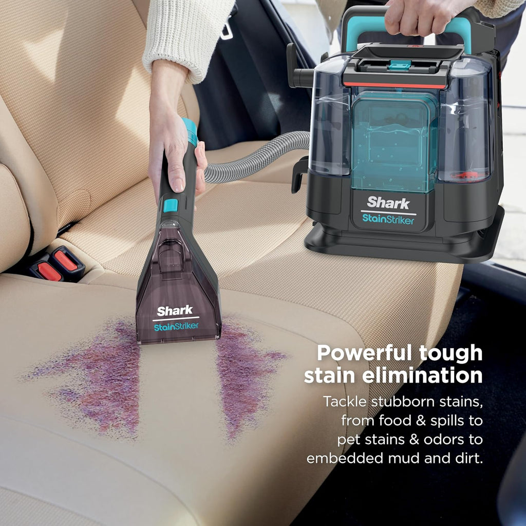Shark StainStriker Portable Carpet & Upholstery Cleaner with On-Board Self-Cleaning, Spot, Stain, & Odor Eliminator, Includes 2 Cleaning Tools, 2 Cleaning Solutions, Charcoal, PX221BRN