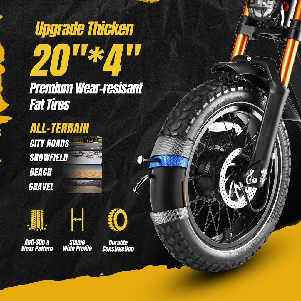 2026 eAhora Juliet Pro 2 Electric Bike for Adults, Peak 5400W Dual Motor, 43Mph, 60V 70Ah Battery for 220 Miles Range, 20' Fat Tires, APP, Commuting & Delivery