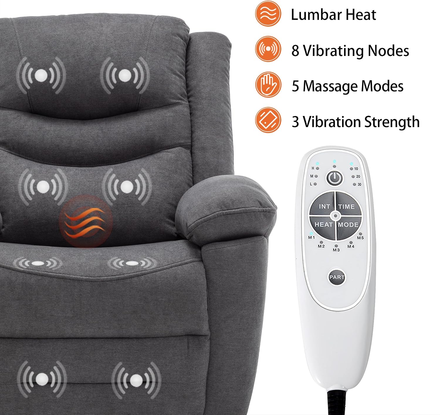 Ketaiyou Power Swivel Rocker Recliner with Massage and Heat, USB Port, Infinite Position, Oversized Electric Glider Rocking Chairs Living Room, Soft Fabric Reclining Sofa Chair (Dark Grey Fabric)
