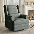 RoyalCraft Swivel Recliner Chair, Comfy Glider Rocking Chairs with Lumbar Pillow and Footrest, Upholstered Swivel Rocking Chair for Bedroom, Dark Green