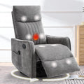 cinkehome Heated Massage Swivel Rocker Recliner Chair for Nursery - Small Space Reclining Chair with Lumbar Support, 360° Swivel & Gentle Rocking, Ergonomic High Back Chenille Fabric Gray