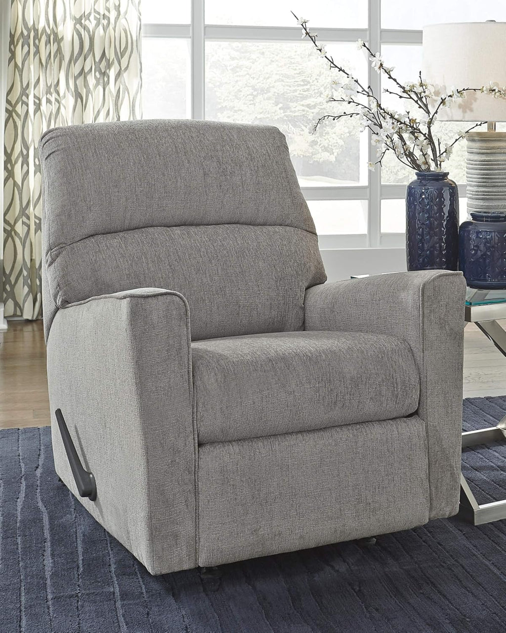 Signature Design by Ashley Altari Rocker Recliner Chair, Plush Chenille Upholstered Reclining Chair, Gentle Rocking Motion & One‑Pull Recline for Comfort, 34' W x 39' D x 40' H
