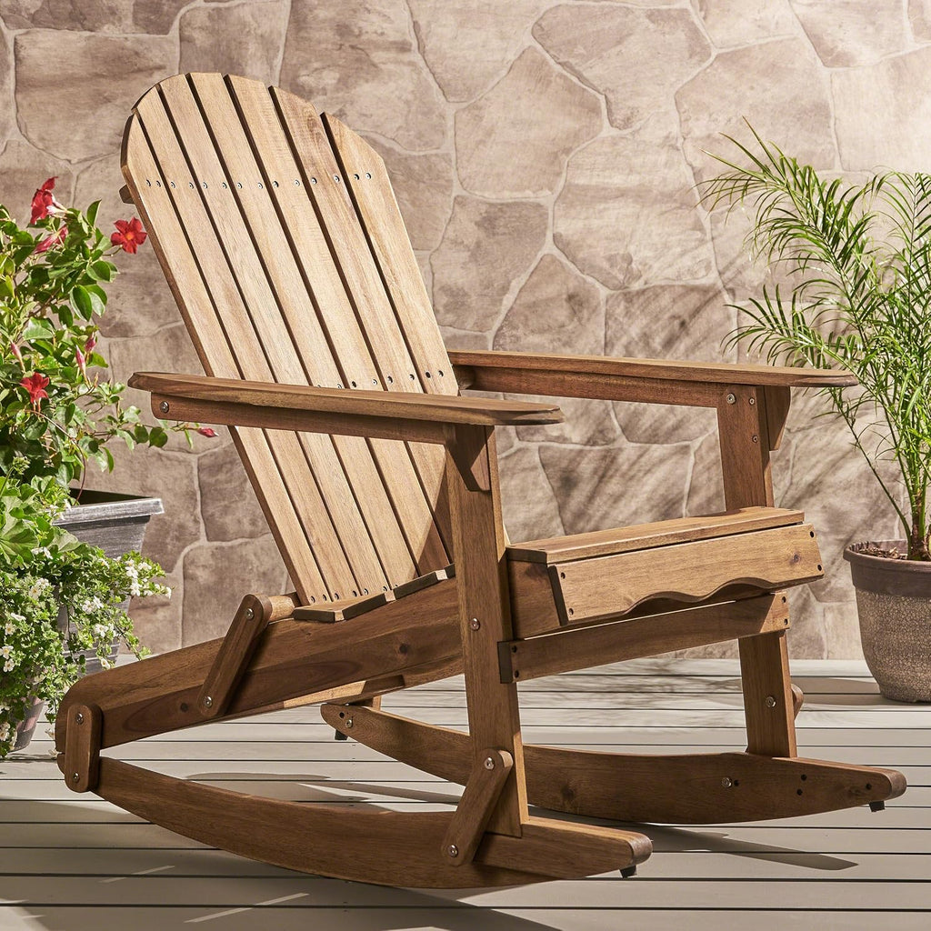 Christopher Knight Home Malibu Outdoor Acacia Wood Adirondack Rocking Chair, Natural Stained