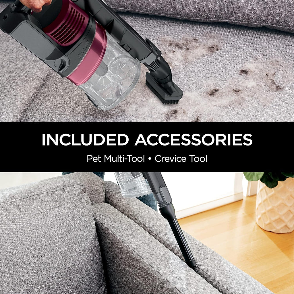 Shark IZ163H Pet Plus Cordless Stick Vacuum with Self-Cleaning Brushroll and HEPA Filter, Lightweight Deep Cleaning Vacuum for Carpet and Hard Floors, Folds for Easy Storage, 40-min Runtime, Raspberry
