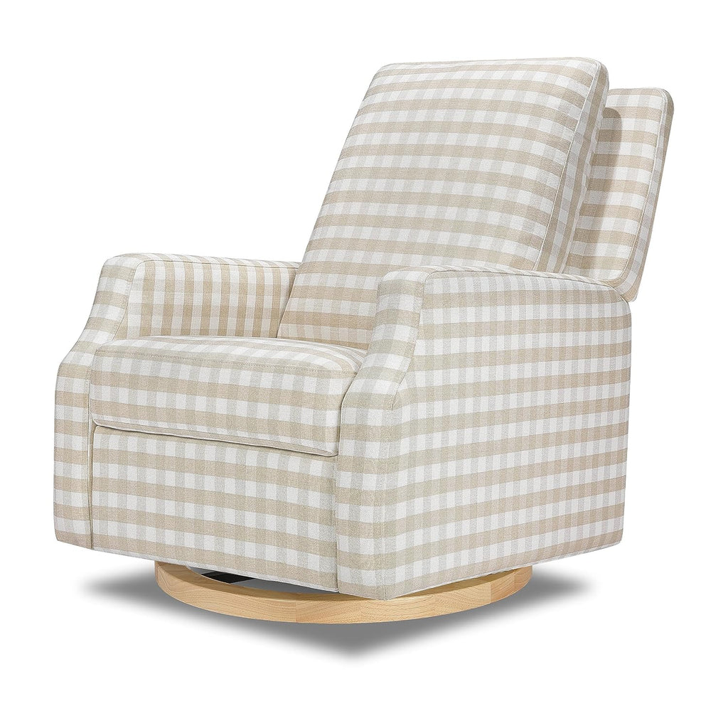 Namesake Crewe Glider Recliner Nursery Chair - GREENGUARD Gold & Certi-PUR US Certified Rocker Recliner - Glider Rocking Chair for Nursery & Living Room - Manual, 360° Swivel, Tan Gingham
