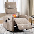 Manual Swivel Rocker Recliner Chair for Adults, Overstuffed Reclining Glider Chair for Nursing with Vibration Massage & Heat, Living Room Rocking Recliner 3-Stage backrest, Chenille Fabric Khaqi