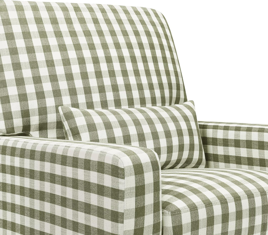 Namesake Crawford 360° Swivel Glider Nursery Chair - GREENGUARD Certified, Ultra Cozy Swivel Rocker - Versalite Glider Rocking Chair for Nursery, Living Room - Green Gingham