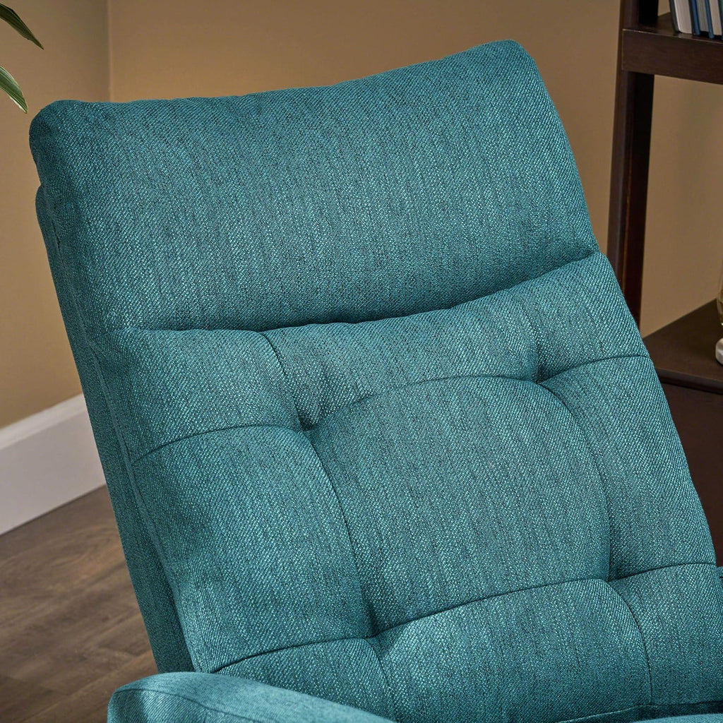 Christopher Knight Home Ishtar Glider Swivel Push Back Nursery Recliner, Teal, Black 35.75D x 25W x 39H in